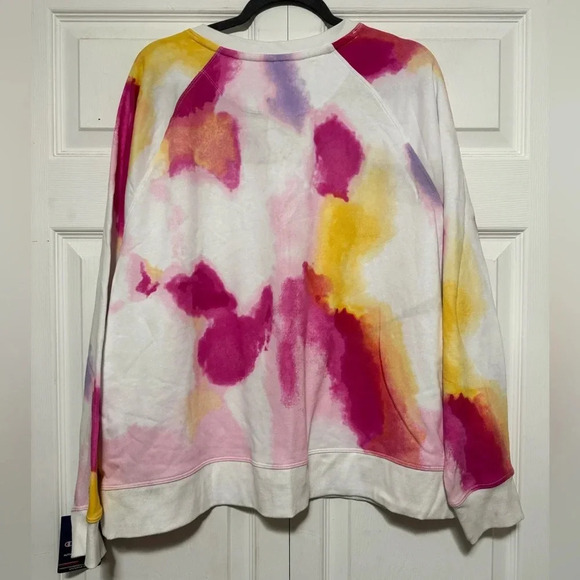 Champion White Pink Yellow Tie-Dye Long Sleeve Sweatshirt - Picture 4 of 6